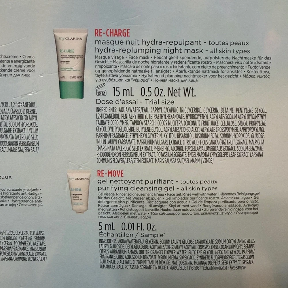 My Clarins Collection 4-Piece Skincare Set Re-Boost Re-Refresh Re-Charge Re-Move